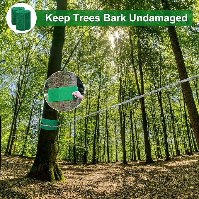 EDOSTORY 160 Feet Backyard Zip Line Kit for Kids and Adult Outdoor Up to 330lb Zipline with Spring Brake and Safety Harness with 4 Tree Climbers, Christmas and Birthday Gifts for Kids(Red)