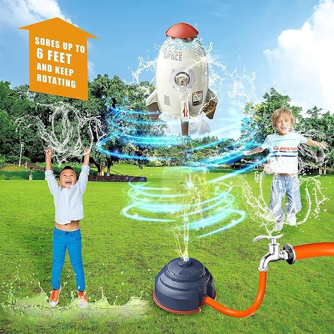 TANSAR Sprinkler Rocket Launcher, Outdoor Water Toys for Kids, Summer Outside Game, Holiday & Birthday Ideas for Boys Girls Age 3 4 5 6 7 8 Year Old, Gray