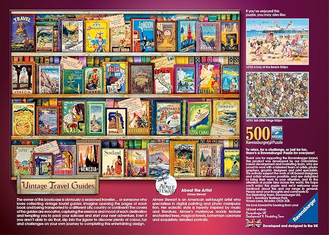 Ravensburger Vintage Travel Guides 500 Piece Jigsaw Puzzle for Adults & for Kids Age 10 and Up