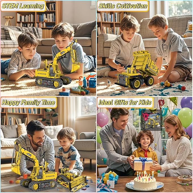 5 in 1 Robot Building Kit - Toy Excavator STEM Kits for Kids Age 8-10, STEM Toys for Boys Age 8-12, App & Remote Control Robotics for Kids Ages 8-12 (555 PCS)