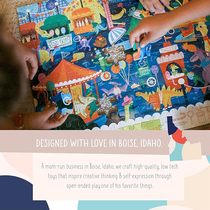 Children’s Jigsaw Puzzle | Unique Dinosaur Art | Educational Gift for Kids 3-8, Dino Carnival - 48 Piece