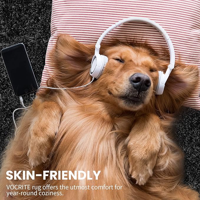 Vocrite Large Fluffy Rug for Bedroom, 5x8 Shaggy Black Shag Area Rug for Living Room, Non-Skid Fuzzy Faux Fur Carpet, Rectangular Plush Soft Rug for Nursery Classroom Playroom Dorm Home Decor