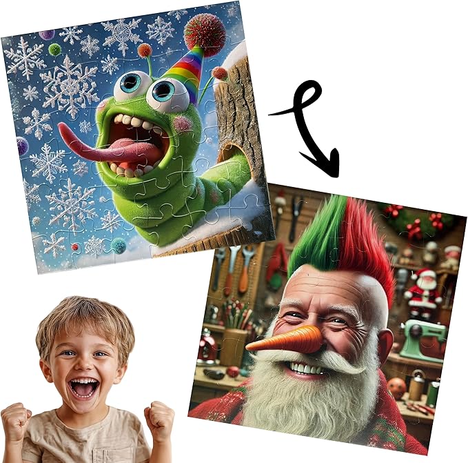 Kids Puzzle Double-Sided Jigsaw – Special Holiday Edition, Snowflake Bug & Silly Santa – 36-Piece Toddler, Preschool, & Elementary Puzzle (Ideal for Ages 3-8) | Fun Educational Toy & Gift