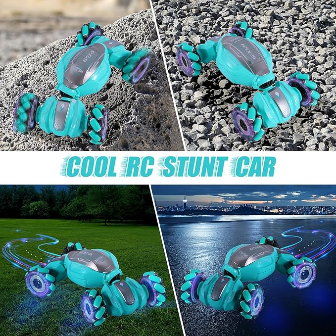 Gesture RC Car 4WD Gesture Sensing RC Stunt Car with Lights Music Remote Controll Transformed Vehicle 360° Rotation Drift Hand Controlled Remote Control Twist Cars