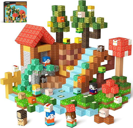 GobiDex 100PCS Magnetic Blocks Kid Building Toys for 3+ Years Old Boys Girls, Upgraded Build MagWonder World with STEM Magnets Toys, Game Based Sensory Gifts for Toddler