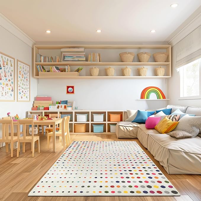 nuLOOM Dorie Polka Dot 8x10 Area Rug for Living Room Bedroom Dining Room Kitchen, Multicolor/Ivory