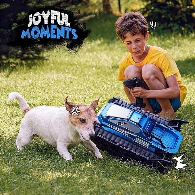 Ruko 1604 Amphibious Remote Control Tank, Shark Monster Waterproof Truck, 360° Rotating Car, Full Throttle, Water-Land All Terrain Vehicle Toys for Boys and Girls, Blue