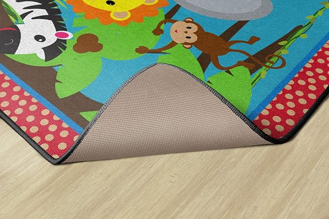 Flagship Carpets Kids and Baby Non Slip Area Rug for Home Learning or Classroom Carpet, Playroom or Kids Bedroom Mat, 5' x 8', Cutie Jungle