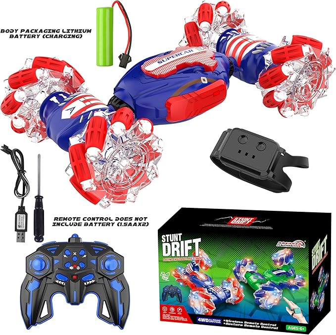 Remote Control Car, Gesture Sensing RC Stunt Car, 4 WD Transform Off Road for Rotating, 2.4Ghz Hand Controlled Remote Control Twister Cars, RC Cars for Kids Boys Girls Toy Gift Age 8 9 10 11 12 yr