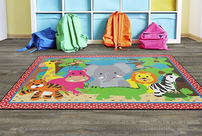 Flagship Carpets Kids and Baby Non Slip Area Rug for Home Learning or Classroom Carpet, Playroom or Kids Bedroom Mat, 5' x 8', Cutie Jungle