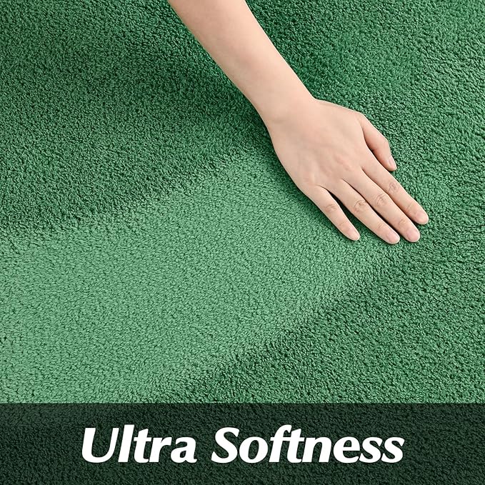 FlyDOIT Round Area Rugs for Bedroom Living Room, 4x4 Green Super Soft Comfy Thickened Memory-Foam Indoor Circle Carpets, Modern Aesthetic Minimalist Carpet for Boys Girls Adults Nursery Home Décor