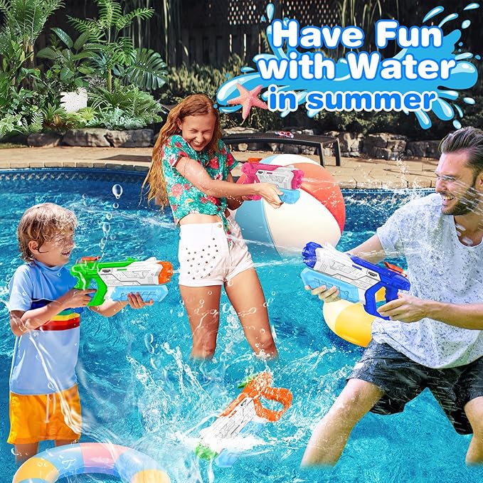 Quanquer Water Gun for Kids Adults - 6 Pack Soaker Squirt Water Guns with High Capacity Long Shooting Range - Super Water Gun Pool Toys for Summer Swimming Beach Water Fighting