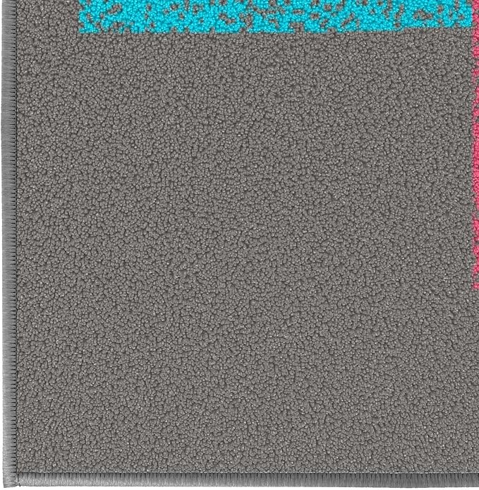 Ottomanson 2'7" x 6' Hopscotch Kids Rug - Play Mat for Playroom, Bedroom, Daycare & Classroom - Fun & Interactive Game Carpet - Durable and Non-Slip - Perfect for Learning & High-Traffic Areas, Gray