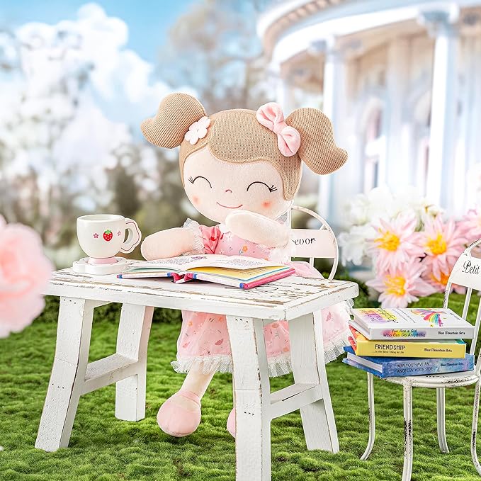 Gloveleya Baby Girl Gift Soft First Baby Doll Plush Doll Floral Pink 16"