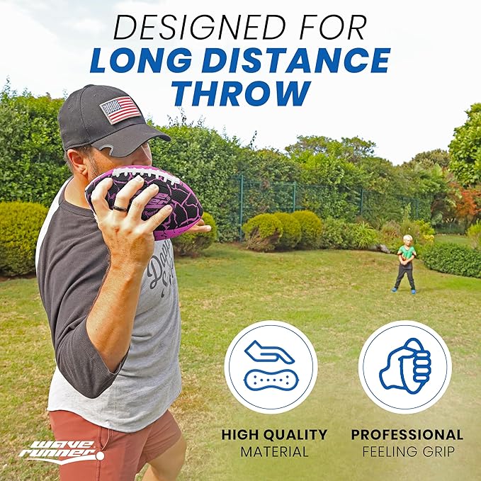 Wave Runner Grip It Waterproof Junior Size Football, 9.25 Size, Durable & Double Laced, Perfect for Beach Accessories, Kids Games, Pool Toys, Outdoor Games, All-Weather Indoor & Outdoor Play