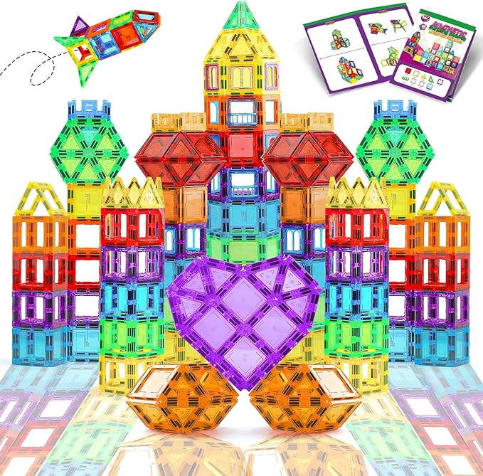 TOY Life Magnetic Tiles for Toddlers 3-5 62 Pcs Magnet Blocks for Kids Ages 4-8 STEM Tile Building Toys Birthday Gift for Boys and Girls