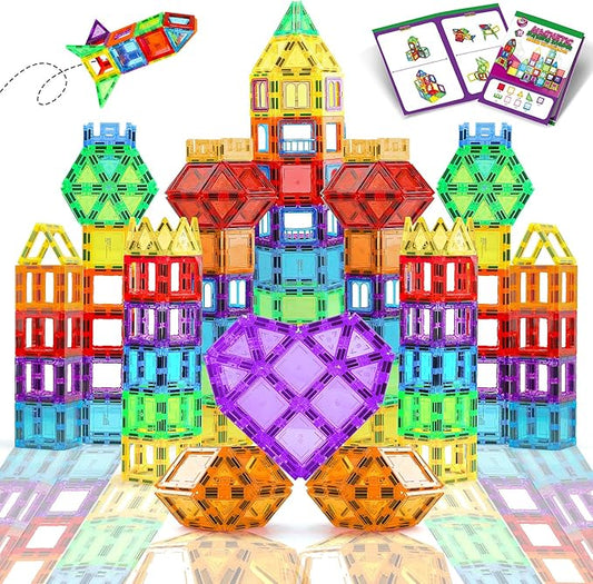 TOY Life Magnetic Tiles for Toddlers 3-5 62 Pcs Magnet Blocks for Kids Ages 4-8 STEM Tile Building Toys Birthday Gift for Boys and Girls