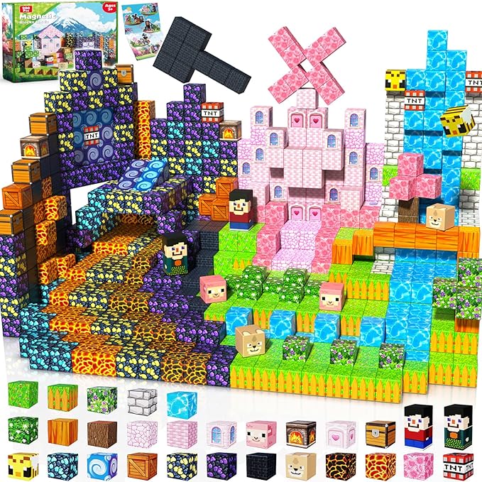 Magnetic Blocks - 200 PCS Build Dark Adventure Forest Castle - Magnetic Toys for Montessori Toddler Christmas Birthday Gifts STEM Sensory Toys for 3 4 5 6 7 8 9 10 Year Old Boys & Girls