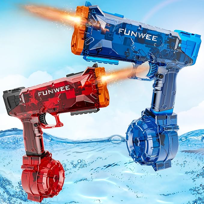2025 New Upgrade 2 Pack Electric Water Guns, Light Up Full Automatic Squirt Gun High Capacity 500+ Water Blasts, Long Range Water Blaster Soaker, Outdoor Pool Auto Water Toy for Adult Kid