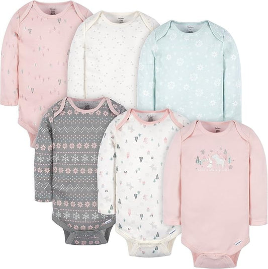 Gerber Baby Girls' 6-Pack Long-Sleeve Onesies Bodysuits