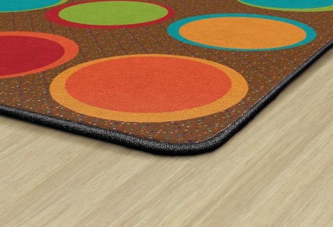 Flagship Carpets Sitting Spots Seating Rectangle Area Rug for Children's Classroom or Kids Playroom, and Home Learning Carpet, Seats 20, 6' x 8'4, Brown
