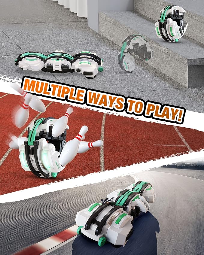 BAZADER RC Car with LED Lights - Remote Control Car Snakes 360° Roll Toy, Birthday for Kids Age 7 8 9 10 11+ Year Old, 2 Batteries 60+min, Indoor/Outdoor Toy for 6-12 yr Teen Boys