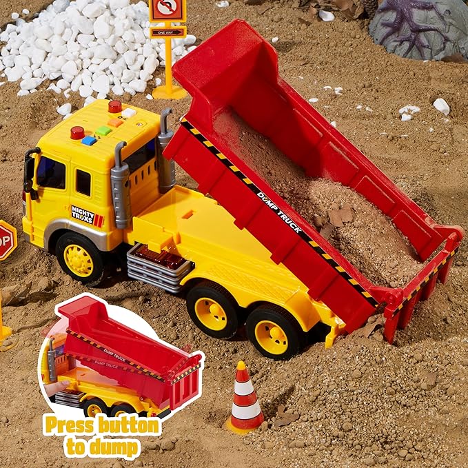 JOYIN 3 Pack Construction Toy - Excavator, Dump Truck and Loader, Moveable Claw & Lifting Back, Construction Truck Toy, Christmas Borthday Gift for Toddler Boys Kids