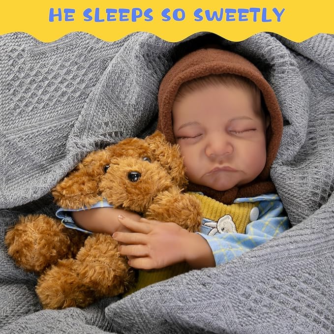 Reborn Baby Dolls Boy 18- Inch Lifelike Baby Dolls That Look Real with Soft Cloth Body Cute Realistic Newborn Baby Dolls Fake Baby Dolls with Complete Accessories for Kids Age 3+