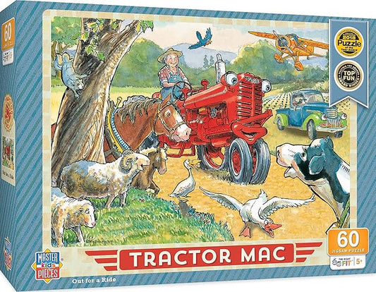 MasterPieces Licensed 60 Piece Vintage Jigsaw Puzzle for Kids - Tractor Mac Out for a Ride - 14"x19"