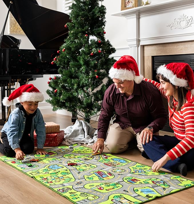 ToyVelt Kids Carpet Playmat Car Rug - Educational Road Traffic Carpet Multi Color Play Mat - Large 60” X 32” Best Kids Rugs for Playroom & Kid Bedroom - for Ages 3-12 Years Old