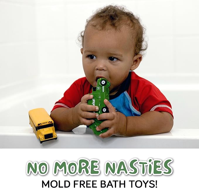 SplashEZ Mold Free Car Bath Toys for Kids | Toddler Bath Toys with No Hole for Water | Vehicles Set Ideal Size for Little Hands | Safe, Durable for Endless Tub Fun | Great for Boys & Girls Ages 0+