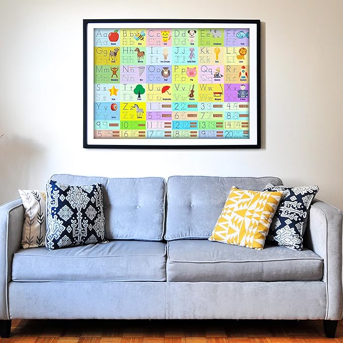 Think2Master Colorful Alphabet & Numbers 100 pieces Jigsaw Puzzle fun educational toy for kids, school & families. Great gift for boys & girls ages 3+ to stimulate learning. Size:23.4” X 16.5”