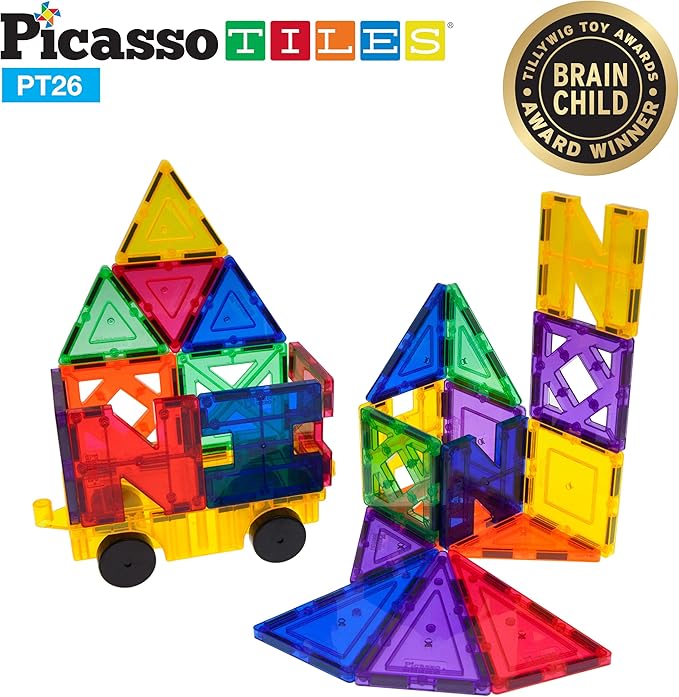 PicassoTiles Building Blocks Inspirational Kit 3D Building Construction Toys Clear Magnetic Stacking Set STEM Playboards Magnet Felt Tiles Novelty Games, Creativity Beyond Imagination