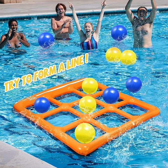 Pool Toys Games Set- Inflatable Pool Toy with 10 Balls - for Adults Teens Kids 2-10 Players