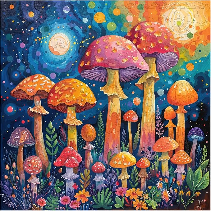 Wooden Puzzles for Adults, 500 Pieces Mushroom Wooden Jigsaw Puzzles for Adult and Kids, Wooden Puzzle Adults Creative Christmas Toy Gifts for Friends Family