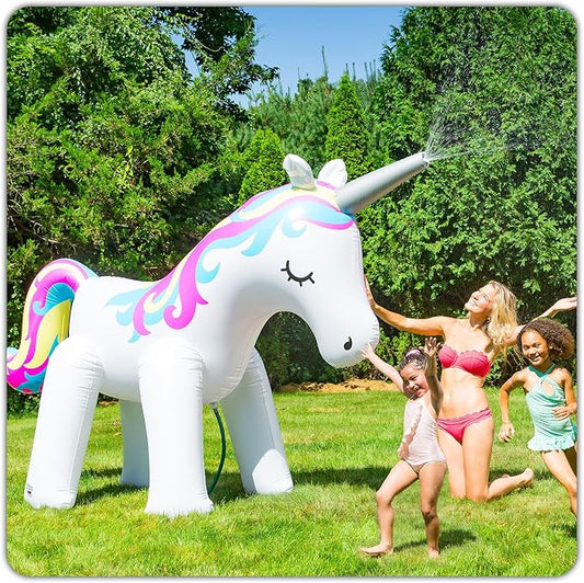 BigMouth Inc. Ginormous Inflatable Unicorn Sprinkler, Outdoor Summer Water Game & Splash Toy for Yard, 6 Feet Tall