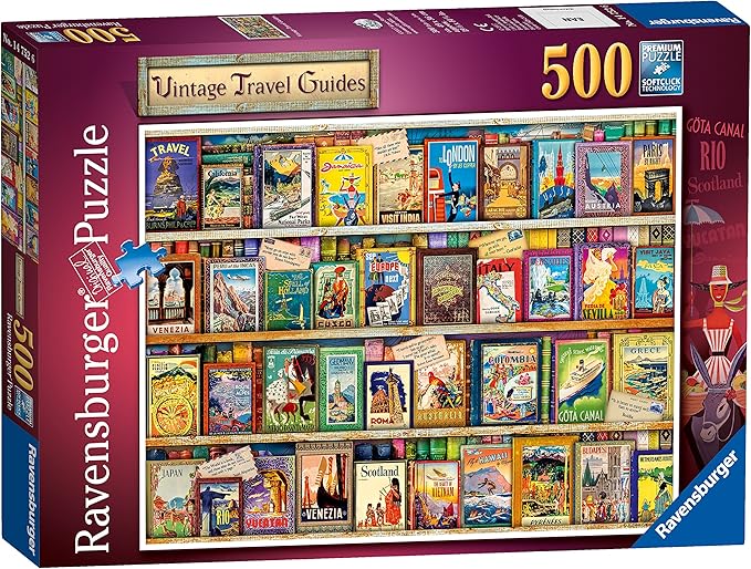 Ravensburger Vintage Travel Guides 500 Piece Jigsaw Puzzle for Adults & for Kids Age 10 and Up
