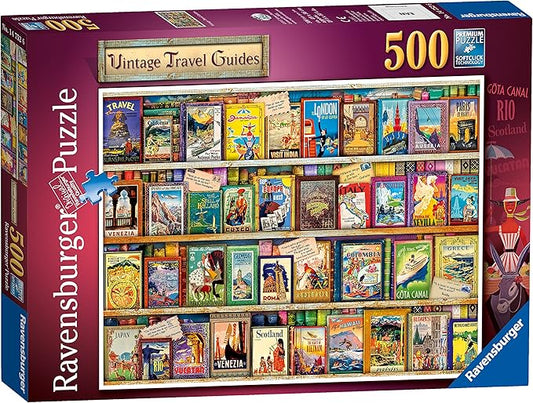 Ravensburger Vintage Travel Guides 500 Piece Jigsaw Puzzle for Adults & for Kids Age 10 and Up