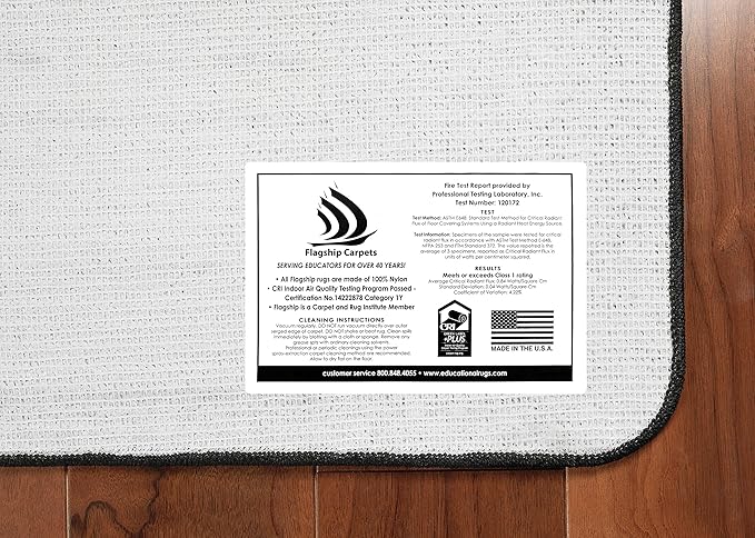 Flagship Carpets Sitting Spots Seating Oval Area Rug for Children's Classroom or Kids Playroom, and Home Learning Carpet, Seats 24, 7'6" x 12', Brown