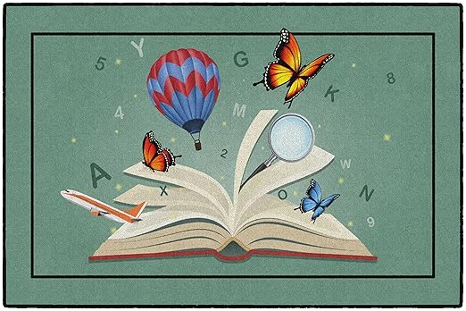 Flagship Carpets Explore Through Reading Children's Educational Area Rug for Kids Bedroom Mat, Home Play Room or Classroom Carpet, 4' x 6', Multicolor