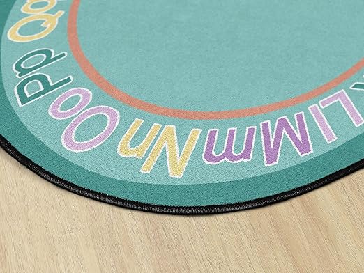 Flagship Carpets Know Your ABCs Educational Oval Area Rug for Home Learning or Classroom Mat, Kids Room or Playroom Carpet, 7'6" x 12', Blue/Multi