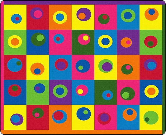 Flagship Carpets Multi Silly Circles Colorful Abstract Children's Classroom Area Rug for Kids Room Seating Décor, Play Carpet for Teaching and Playing, (Seats 35), 10'6" x 13'2", Rectangle