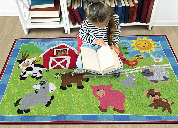 Flagship Carpets Kids and Baby Non Slip Area Rug for Home Learning or Classroom Carpet, Playroom or Kids Bedroom Mat, 5' x 8', Cutie Banyard