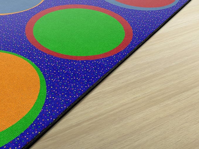 Flagship Carpets Sitting Spots Seating Rectangle Area Rug for Children's Classroom or Kids Playroom, and Home Learning Carpet, Seats 30, 10'6" x 13'2", Blue