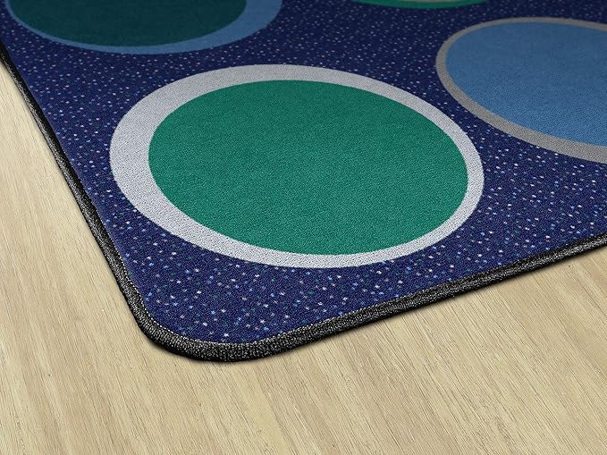 Flagship Carpets Sitting Spots Seating Rectangle Area Rug for Children's Classroom or Kids Playroom, and Home Learning Carpet, Seats 24, 7'6" x 12', Cool Blue