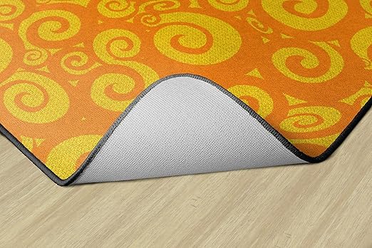 Flagship Carpets Swirl Tone on Tone Carpet for Children's Classroom and Bedroom Area Rug, Playroom or Teaching Area for Playtime and Reading, 7'6" x 12', Orange
