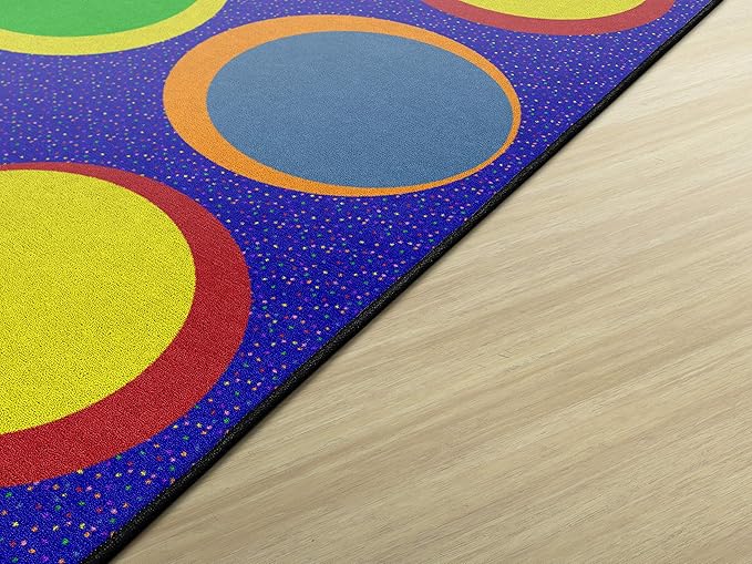 Flagship Carpets Sitting Spots Seating Rectangle Area Rug for Children's Classroom or Kids Playroom, and Home Learning Carpet, Seats 24, 7'6" x 12', Blue