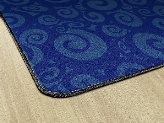 Flagship Swirl Tone on Tone Carpet for Children's Classroom and Bedroom Area Rug, Playroom or Teaching Area for Playtime and Reading, 7'6"x12', Blue