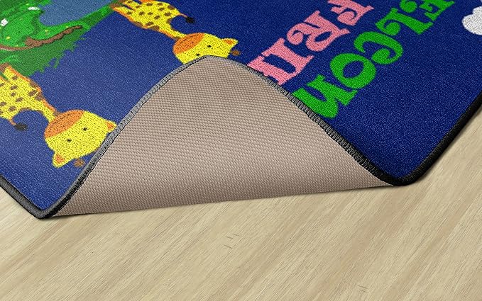 Flagship Carpets Kids and Baby Non Slip Area Rug for Home Learning or Classroom Carpet, Playroom or Kids Bedroom Mat, 2' x 3', Cutie Animal Welcome