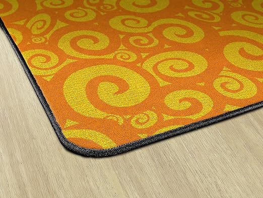 Flagship Swirl Tone on Tone Carpet for Children's Classroom and Bedroom Area Rug, Playroom or Teaching Area for Playtime and Reading, 10'6" x 13'2", Orange
